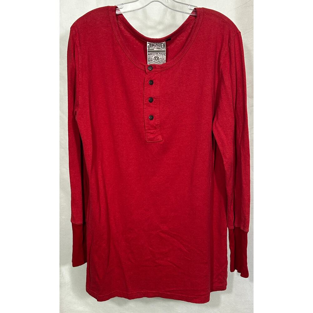 Jungmaven Men’s XL Hemp Organic Cotton Red Long Sleeve Henley